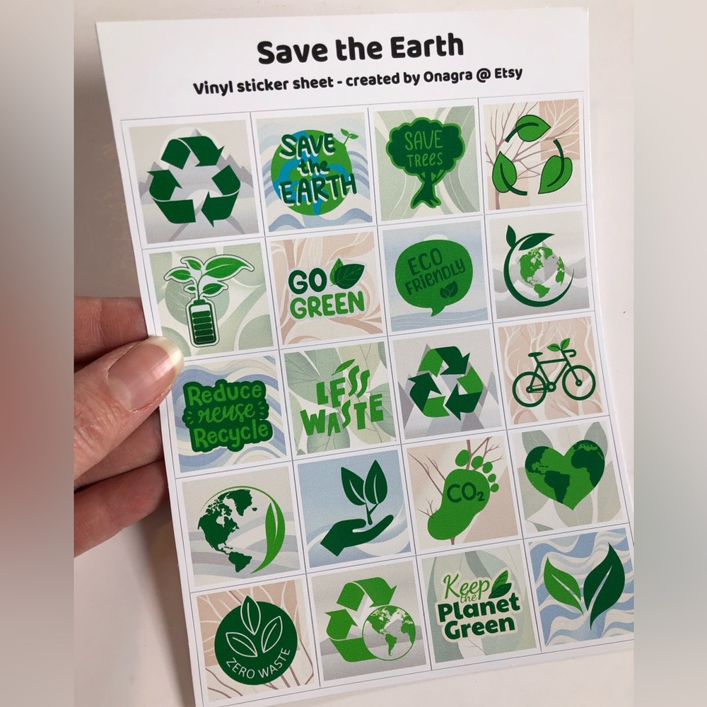 🛍️5/💲20🛍️ Stickers! Eco Go Green sticker sheet